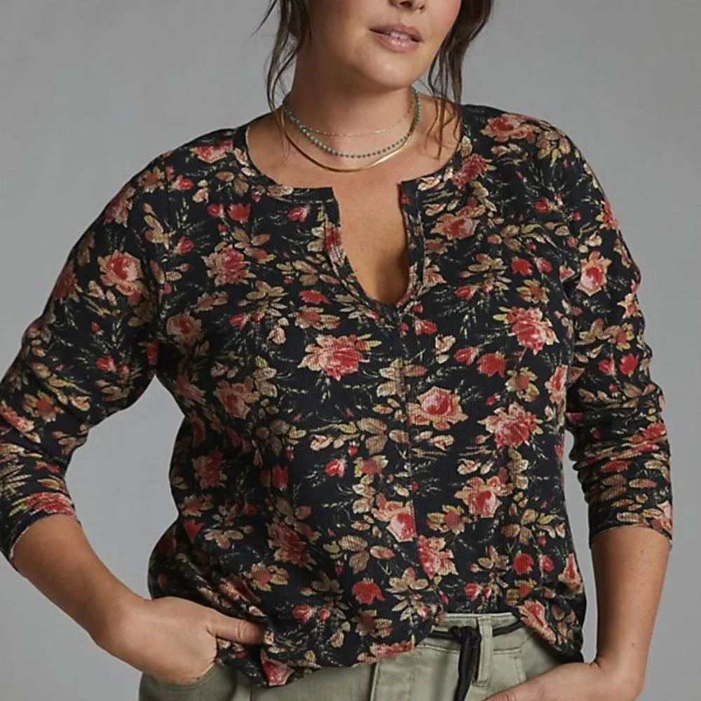 Anthropologie Pilcro Split-Neck Top PXS XSP NEW - Picture 6 of 10